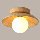 GobekUsa Sleek Wooden Ceiling Light - Mini Semi Flush Mount Hallway Lamp