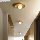 GobekUsa Sleek Wooden Ceiling Light - Mini Semi Flush Mount Hallway Lamp
