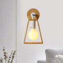 GobekUsa Sleek Wood Wall Lamp with Exposed Bulb: Rotatable Sconce for Bedside or Ideas with Trapezoid Frame
