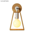 GobekUsa Sleek Wood Wall Lamp with Exposed Bulb: Rotatable Sconce for Bedside or Ideas with Trapezoid Frame