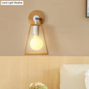 GobekUsa Sleek Wood Wall Lamp with Exposed Bulb: Rotatable Sconce for Bedside or Ideas with Trapezoid Frame