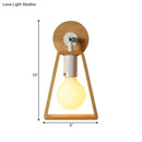 GobekUsa Sleek Wood Wall Lamp with Exposed Bulb: Rotatable Sconce for Bedside or Ideas with Trapezoid Frame