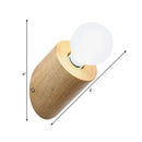 GobekUsa Minimalist Wood Wall Mount Sconce Light - Angled Pole Design, Beige Shade, Open Bulb