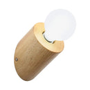 GobekUsa Minimalist Wood Wall Mount Sconce Light - Angled Pole Design, Beige Shade, Open Bulb