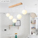 GobekUsa Nordic Bubble Shade Island Wooden Hanging Lamp - 3/4/5 Lights, Perfect for Restaurants