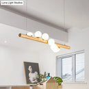 GobekUsa Minimalist Wooden Island Pendant with Glass Sphere for Living Room Ceiling Lighting