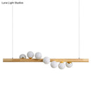 GobekUsa Minimalist Wooden Island Pendant with Glass Sphere for Living Room Ceiling Lighting
