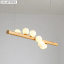GobekUsa Minimalist Wooden Island Pendant with Glass Sphere for Living Room Ceiling Lighting