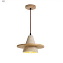 GobekUsa LED Wood Pendant Light Adjustable Yellow Stone Bedroom Coffee Hanging Lamp