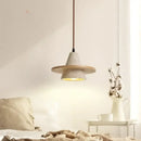 GobekUsa LED Wood Pendant Light Adjustable Yellow Stone Bedroom Coffee Hanging Lamp