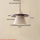 GobekUsa LED Wood Pendant Light Adjustable Yellow Stone Bedroom Coffee Hanging Lamp