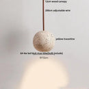 GobekUsa LED Wood Canopy Pendant Lights Yellow Travertine Stone Hanging Lamp