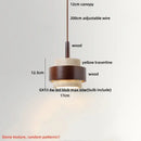 GobekUsa LED Wood Canopy Pendant Lights Yellow Travertine Stone Hanging Lamp