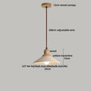 GobekUsa LED Wood Canopy Pendant Lights Yellow Travertine Stone Hanging Lamp