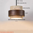 GobekUsa LED Wood Canopy Pendant Lights Yellow Travertine Stone Hanging Lamp