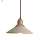GobekUsa LED Wood Canopy Pendant Lights Yellow Travertine Stone Hanging Lamp
