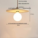 GobekUsa LED Wood Canopy Pendant Lights Yellow Travertine Stone Hanging Lamp