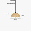 GobekUsa LED Wood Canopy Pendant Lights Yellow Travertine Stone Hanging Lamp