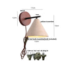 GobekUsa LED Yellow Travertine Wall Light with Wood Pull Chain Switch and Iron Frame