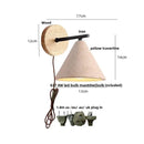 GobekUsa LED Yellow Travertine Wall Light with Wood Pull Chain Switch and Iron Frame