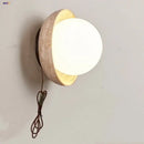 GobekUsa LED Wall Light: Nordic Modern Design with White Glass & Yellow Travertine Wood