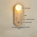 GobekUsa LED Wall Light: Nordic Modern Design with White Glass & Yellow Travertine Wood