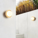 GobekUsa LED Wall Light: Nordic Modern Design with White Glass & Yellow Travertine Wood