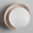 GobekUsa LED Wall Light: Nordic Modern Design with White Glass & Yellow Travertine Wood