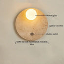 GobekUsa LED Wall Light: Nordic Modern Design with White Glass & Yellow Travertine Wood