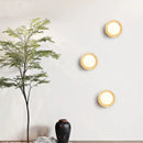 GobekUsa LED Wall Light: Nordic Modern Design with White Glass & Yellow Travertine Wood