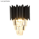 GobekUsa Minimalistic 2-Head Wall Lighting for Bedroom with Crystal Tiered Shade in Black