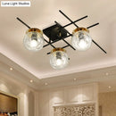 GobekUsa Minimalistic 3-Head Semi-Flush Ceiling Light with Clear/Smoke Gray Glass for Bedroom