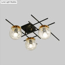 GobekUsa Minimalistic 3-Head Semi-Flush Ceiling Light with Clear/Smoke Gray Glass for Bedroom