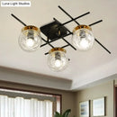 GobekUsa Minimalistic 3-Head Semi-Flush Ceiling Light with Clear/Smoke Gray Glass for Bedroom