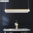GobekUsa Minimalistic Acrylic Dining Room Pendant Light - Folding Island Light in Gold