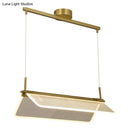 GobekUsa Minimalistic Acrylic Dining Room Pendant Light - Folding Island Light in Gold