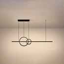 GobekUsa Minimalistic Acrylic LED Suspension Light for Dining Room - Linear and Ring Island Lamp in Black