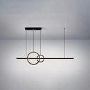 GobekUsa Minimalistic Acrylic LED Suspension Light for Dining Room - Linear and Ring Island Lamp in Black