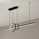 GobekUsa Minimalistic Acrylic LED Suspension Light for Dining Room - Linear and Ring Island Lamp in Black