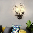 GobekUsa Minimalistic Black Crystal Sconce Lamp with Branching Design - 2-Bulb Candlestick Wall Light Fixture