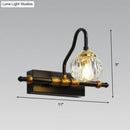 GobekUsa Minimalistic Black Hexagon Vanity Wall Lamp with Crystal Prisms - Wall Mounted Lighting Fixture (1/2/3-Bulb)