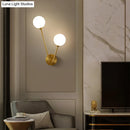 GobekUsa Minimalistic Brass Branch Wall Light with Ball Glass Sconce - Bedroom Lighting Fixture