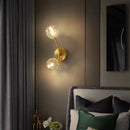 GobekUsa Minimalistic Brass Branch Wall Light with Ball Glass Sconce - Bedroom Lighting Fixture
