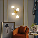 GobekUsa Minimalistic Brass Branch Wall Light with Ball Glass Sconce - Bedroom Lighting Fixture