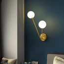 GobekUsa Minimalistic Brass Branch Wall Light with Ball Glass Sconce - Bedroom Lighting Fixture