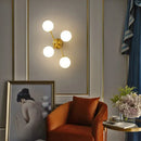 GobekUsa Minimalistic Brass Branch Wall Light with Ball Glass Sconce - Bedroom Lighting Fixture