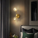 GobekUsa Minimalistic Brass Branch Wall Light with Ball Glass Sconce - Bedroom Lighting Fixture