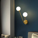 GobekUsa Minimalistic Brass Branch Wall Light with Ball Glass Sconce - Bedroom Lighting Fixture
