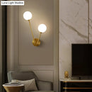 GobekUsa Minimalistic Brass Branch Wall Light with Ball Glass Sconce - Bedroom Lighting Fixture