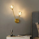 GobekUsa Minimalistic Brass Branch Wall Light with Ball Glass Sconce - Bedroom Lighting Fixture